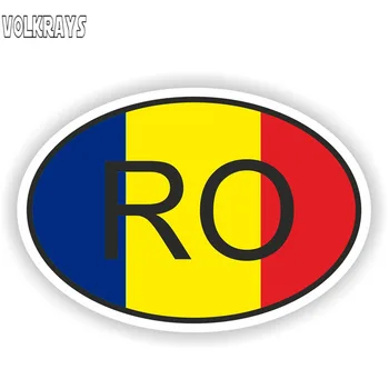 

Volkrays Personality Car Sticker Ro Romania Flag Country Code Accessories Waterproof Cover Scratches Vinyl Decal,8cm*13cm