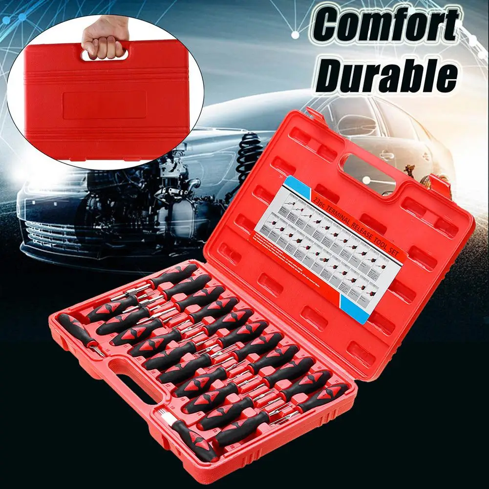 

23Pcs Car Electrical Wiring Crimp Connector Pin Extractor Kit Universal Automotive Terminal Release Removal Remover Tool Kit