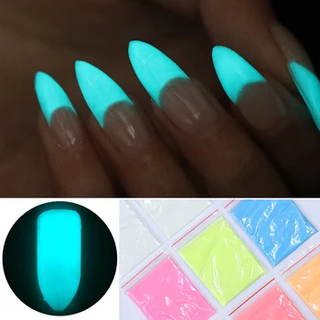 

10g Fluorescent Nail Powder Nails Accessories Pigment Dust Ultrafine Glow in Dark Colorful Nail Art Decorations Summer Theme