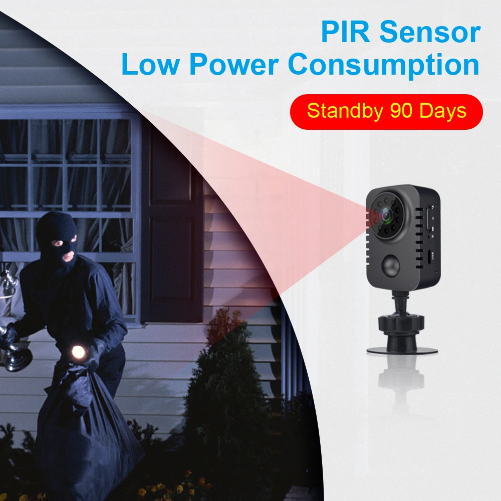 Camara de video Minicámara corporal HD inalámbrica 1080P, cámara de bolsillo de seguridad, videocámara pequeña Nanny activada por movimiento para coches, grabadora de vídeo PIR en espera - Imagen 2