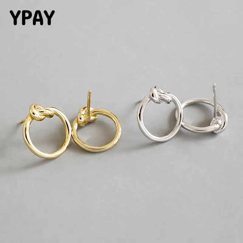 YPAY 100% подлинное серебро 925 пробы круглые серьги пирсинг женские корейские