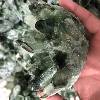 

480g Verde Natural Fantasma Fantasma Cristal de Quartzo Cluster Specimen Cura