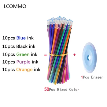 

50+1Pcs Erasable Pen Set Washable Handle Colored Ink Writing Gel Pen Rollerball Pens For School Office Stationery Supplies