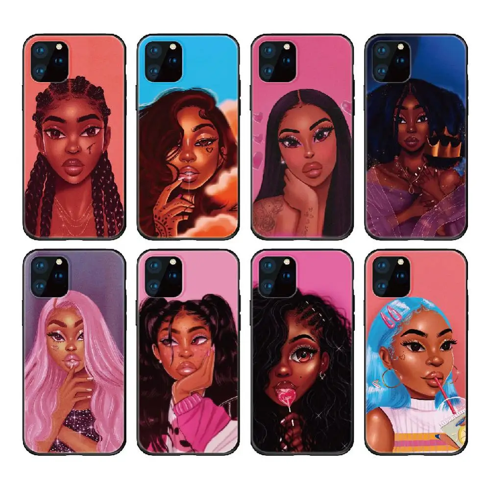 Мягкий силиконовый чехол Melanin Poppin для iPhone 11 12 13 Pro Max X XS XR 7 8 7Plus 8Plus SE | Мобильные