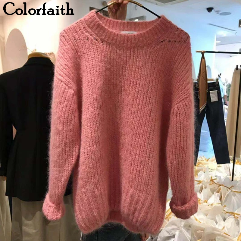 Colorfaith новинка 2019 Осень-зима женские свитера повседневные минималистичные топы