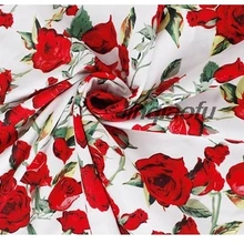 Хлопок ручной работы diy ткань синий/белый зеленый лист красная роза микро-эластичный атлас