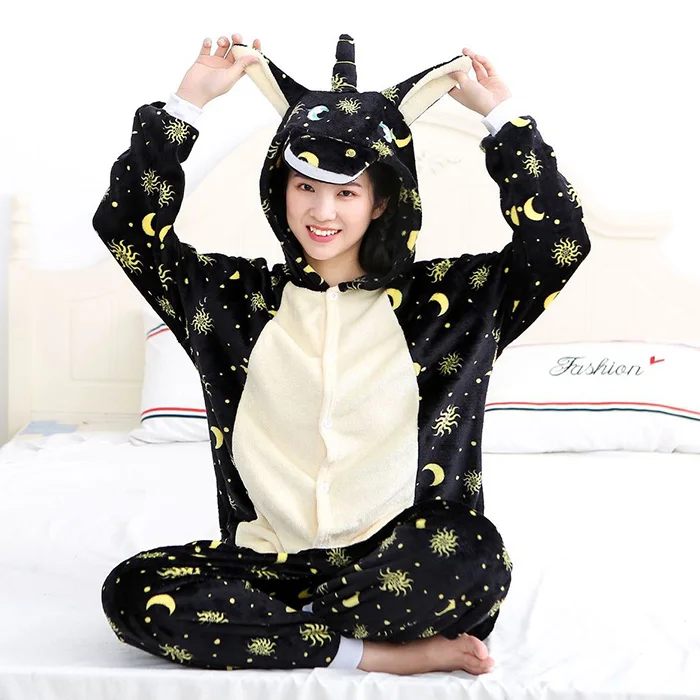 Unicorn 6 KIGUCOS, фланелевые теплые пижамы для женщин, зимняя Пижама, комбинезоны, унисекс, мультяшные костюмы, подарок на год, милая Пижама - Цвет: Unicorn 6