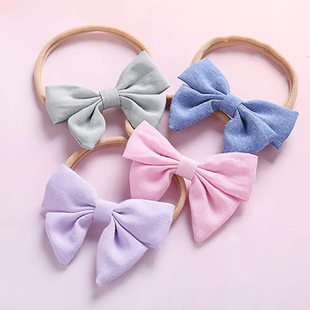 

Solid Swallow Tail Baby Headbands For Girls Cotton Colorful Handmade Elastic Candy Bow Baby Hairband Hair Accessories Newborn