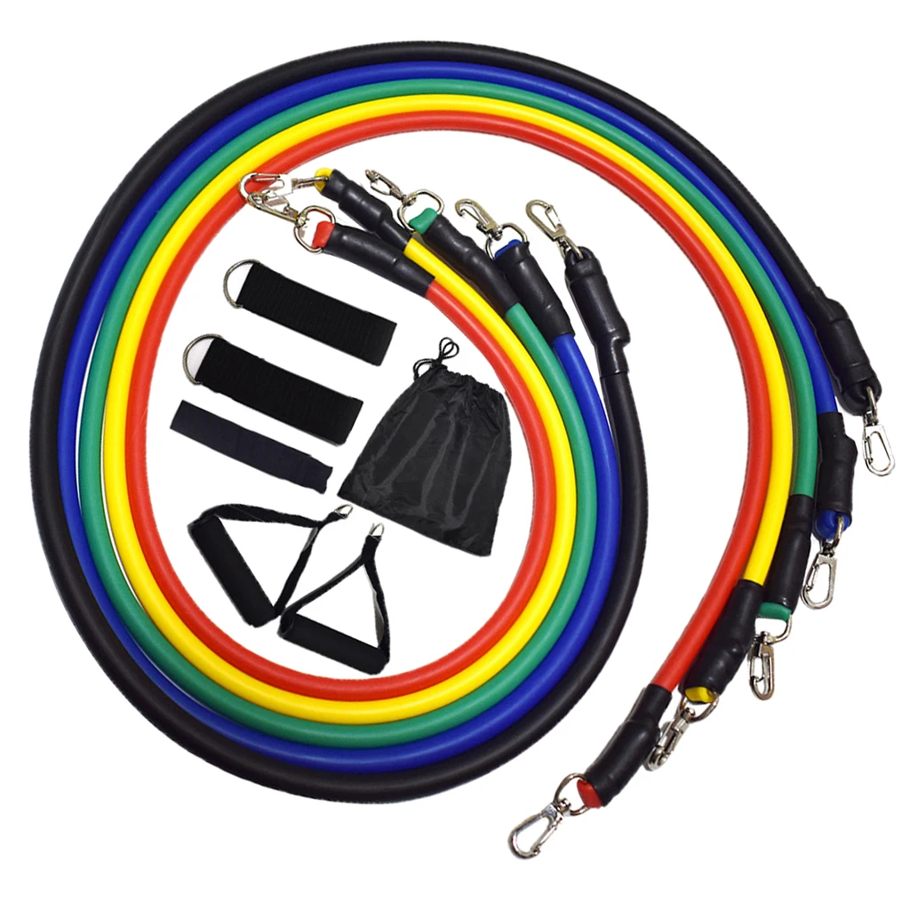 11 Pieces Resistance Bands Set with Foam Handles Workout Bands Kit Gym Fitness Equipments Resistance Bands