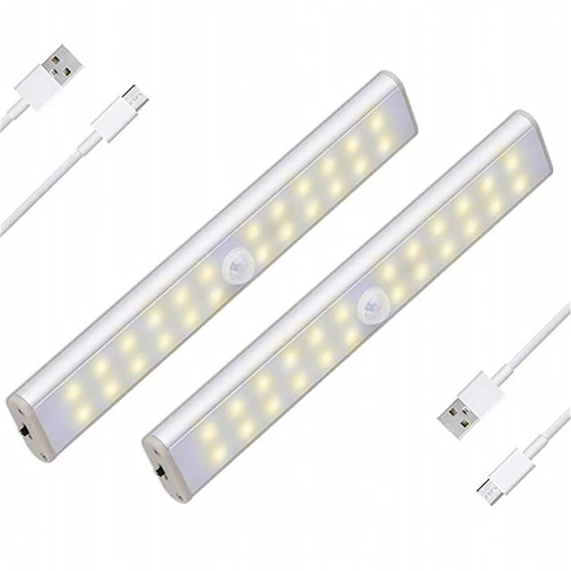 

24 LEDs USB Rechargeable PIR Wireless LED Motion Sensor Light Cupboard Wardrobe Lamp forShoe Ark Kitchen Bedroom Wall Lights