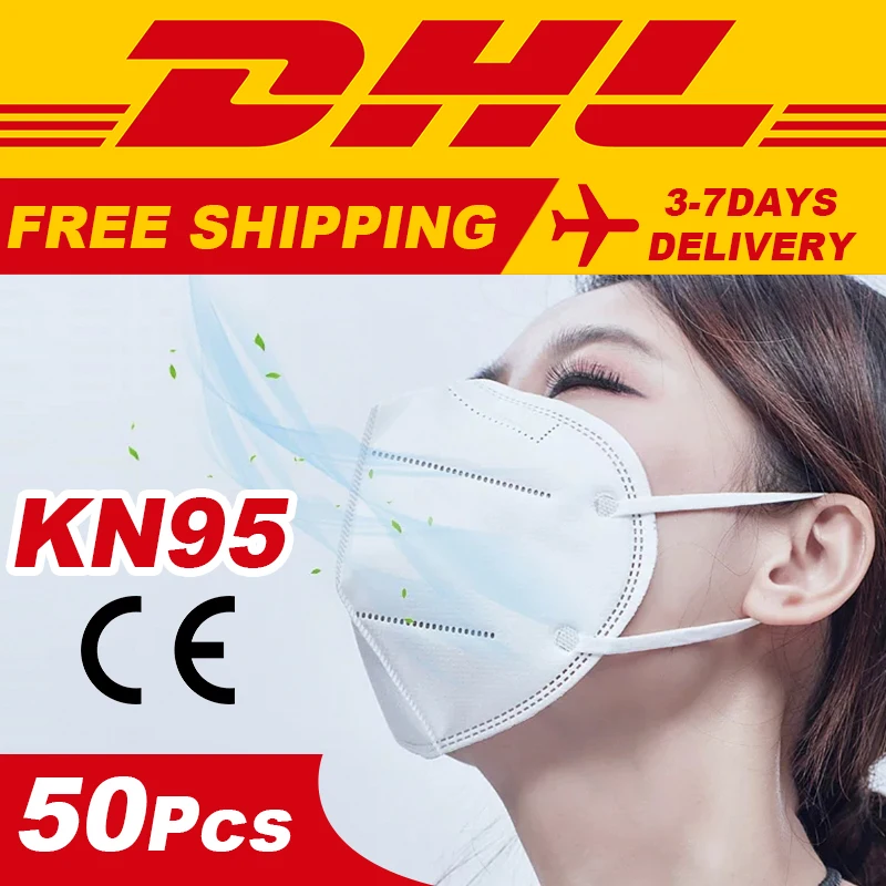 

DHL FAST SHIPPING 50Pcs In Stock N95 Face Masks PM2.5 N95 Respirator Adults Masks Same As KF94 FFP2 FFP3 Mask Drop Shipping
