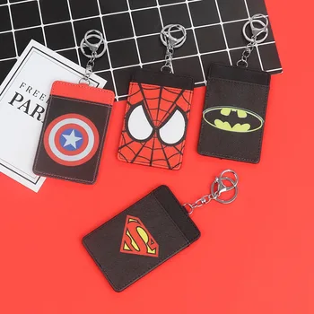 

Disney Spider-Man Captain America card bag keychain student certificate bag bus holder case ID card package pendant Purse Coin
