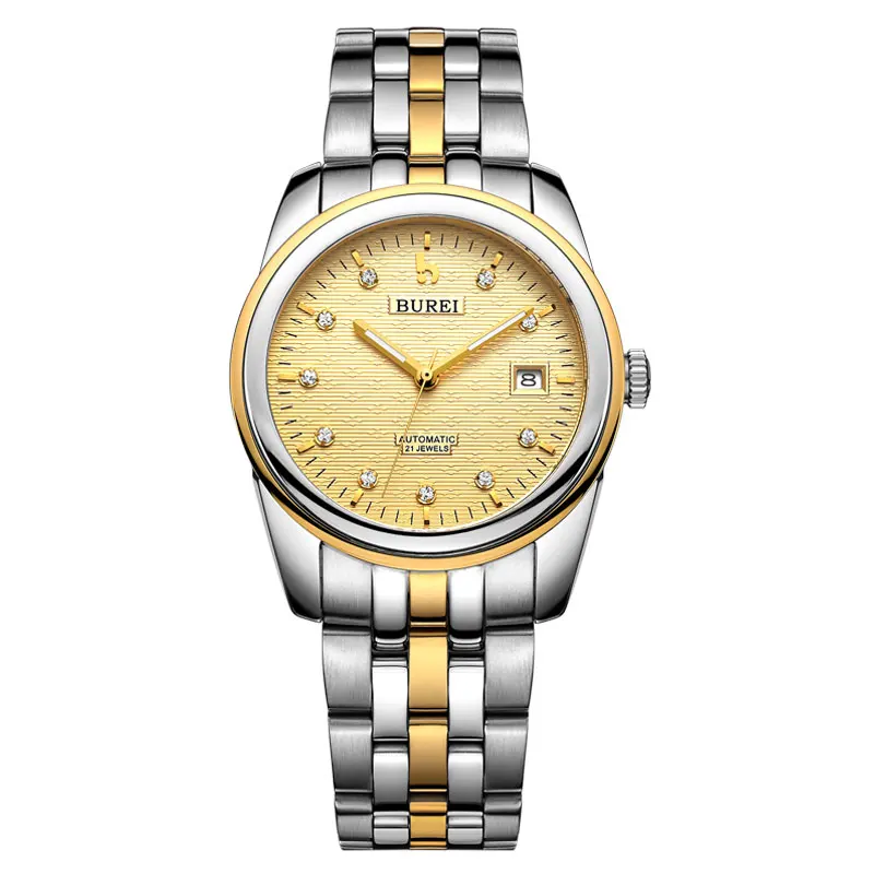 BUREI 5010 Switzerland часы для мужчин люксовый бренд oyster perpetual datejust diamond автоматический самоветер Черный Нержавеющая сталь - Цвет: Синий