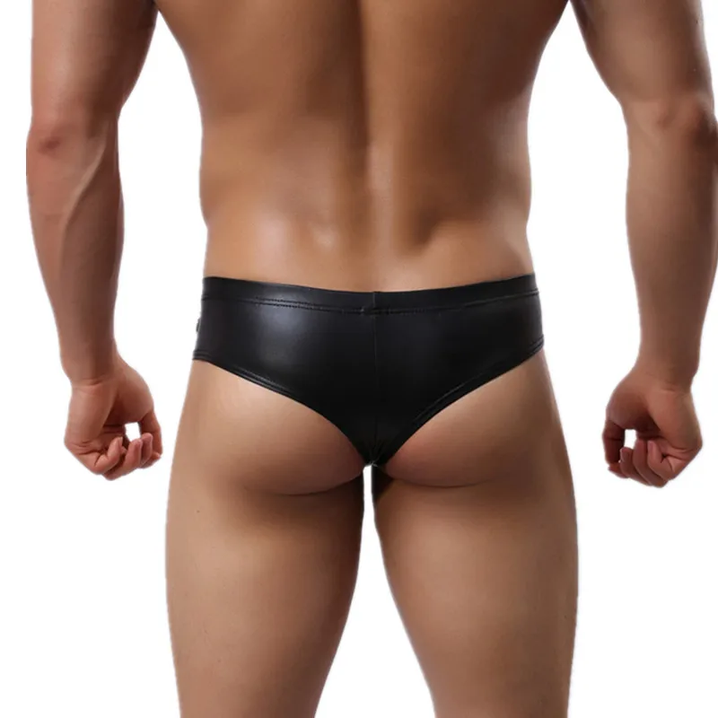 Мужские трусы из искусственной кожи сексуальные бикини с карманом|boxer underwear|mens sexy