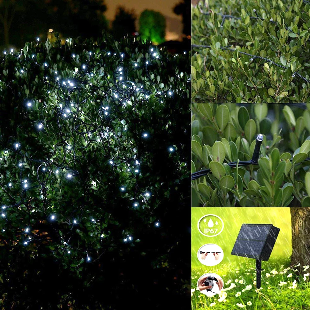 100/200 LED Solar Powered String Light Copper Wire Lights With Remote Control Holiday Outdoor Waterproof Decorative Light String