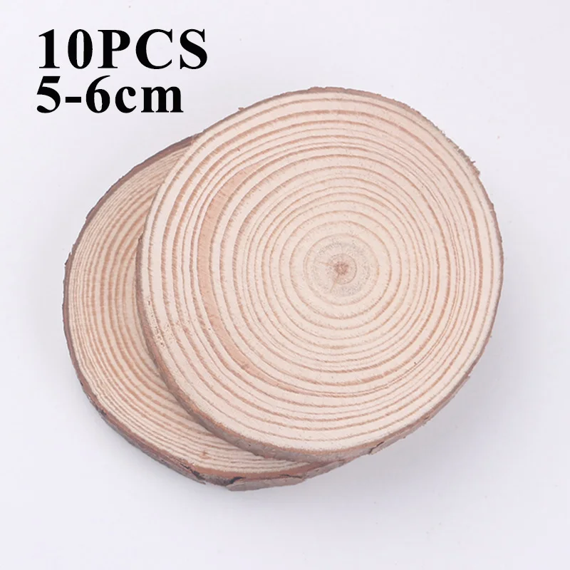 10pcs Craft Unfinished Natural Round Wood Slices Wedding Wooden DIY School Guest Christmas Decor Blanks Dyeing Drawing