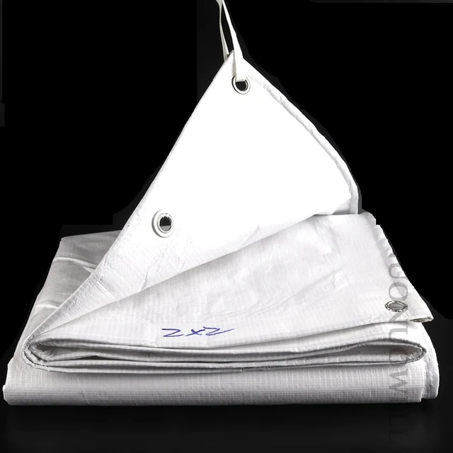 Testreszabja A Méretet 0,32 Mm -Es Fehér Pe Tarpaulin Esőálló Ruhával, Dupla Oldalsó Vastag Erkély Borító Napfényes Tarp Vízálló Teherautó Burkolat - Image 2