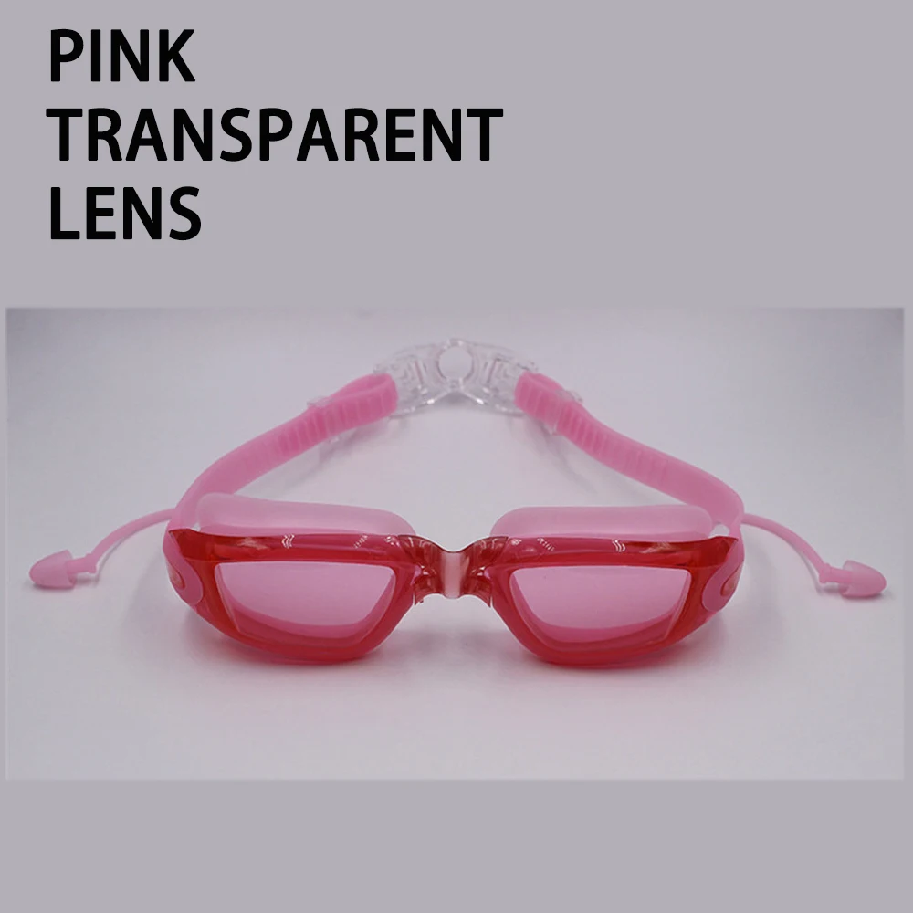 Pink Transparent Профессиональные плавательные очки для близорукости, Силиконовые противотуманные УФ очки для плавания с ушной затычкой для мужчин и женщин, диоптрийные спортивные очки - Цвет: Pink Transparent