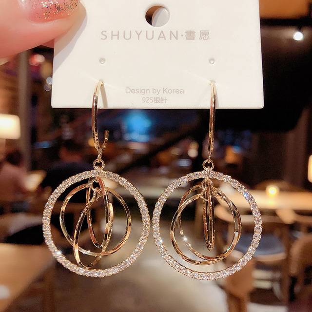 Luxury Exaggerated Blue Peacock Crystal Long Tassel Earrings For Woman 2021 New Fashion Advanced Design Sense Jewelry