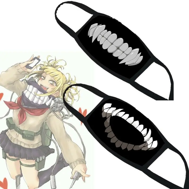 

Boku No My Hero Academia Himiko Toga Cosplay Mask Dustproof Mouth Open Close Face Mask Cosplay Props