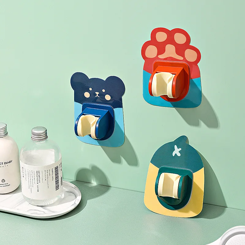 Universal Adjustable Shower Head Holder Bathroom Bracket Stable Rotation Self-Adhesive Cartoon Shower holder Child Pet