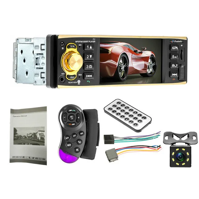 with 8 LED CAM Авто MP5 плеер 1 Din автомобильный Кассетный Авто ленты стерео Bluetooth HD USB/SD/FM 4 дюйма Экран Зеркало Ссылка - Цвет: with 8 LED CAM