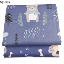 Syunss, темно-синяя хлопковая ткань с рисунком медведя из мультфильма для лоскутного шитья, детские кроватки, тканевые подушки, одеяло для шитья, Tissus