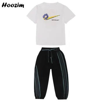 

2020 Summer Sport Suit For Girls 4-11 Years Nice Print Cartoon Flower T Shirt+Striped Pants Set Child Beauty Tracksuit For Girls