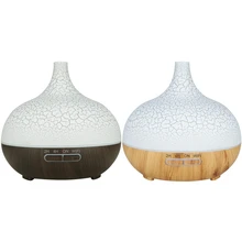 2pcs Smart Essential Oil Diffuser Air Humidifier Works with Alexa Google Home - US Plug Light Wood & EU Plug Deep Wood