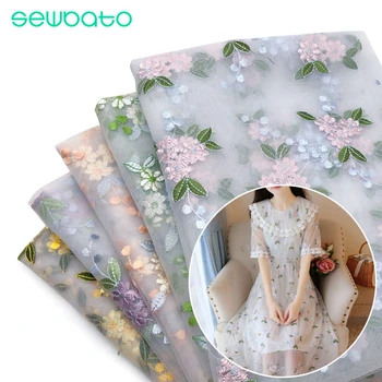 

SEWBATO Wedding Tulle Floral Lace Fabric For Dress Diy Lace Curtain Windows Cloth Apparel Sewing Patchwork Diy Tissus Tecido