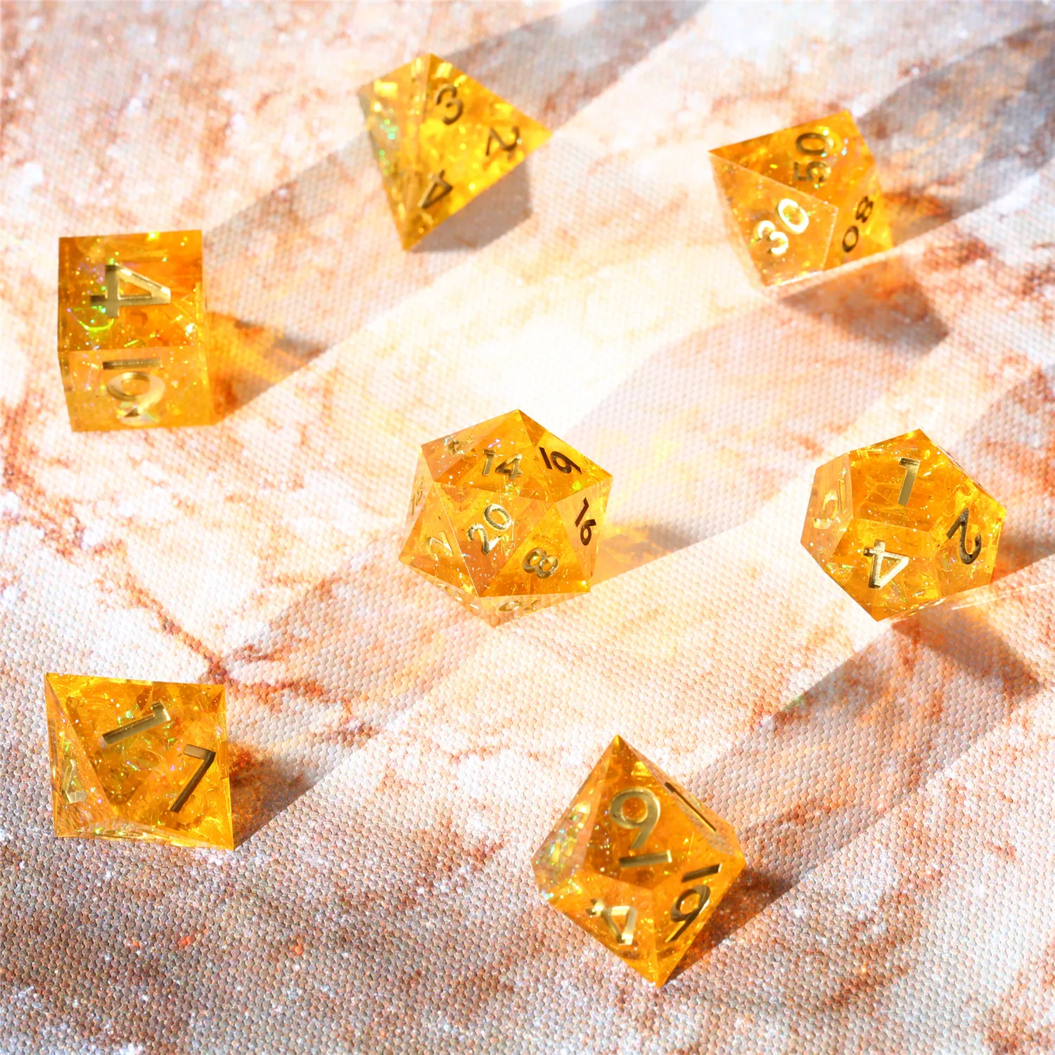 Набор костей для ролевых игр DND 7PCS зеркало ручной работы Polyhedral набор D & Подземелья