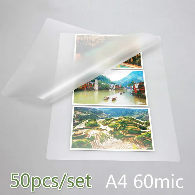 60 Mic A4 Pet/Photos/Documents Certificates Pictures Heat-sealing Film Thermal Packaging Paper 50pcs Batch Photo Film laminating films