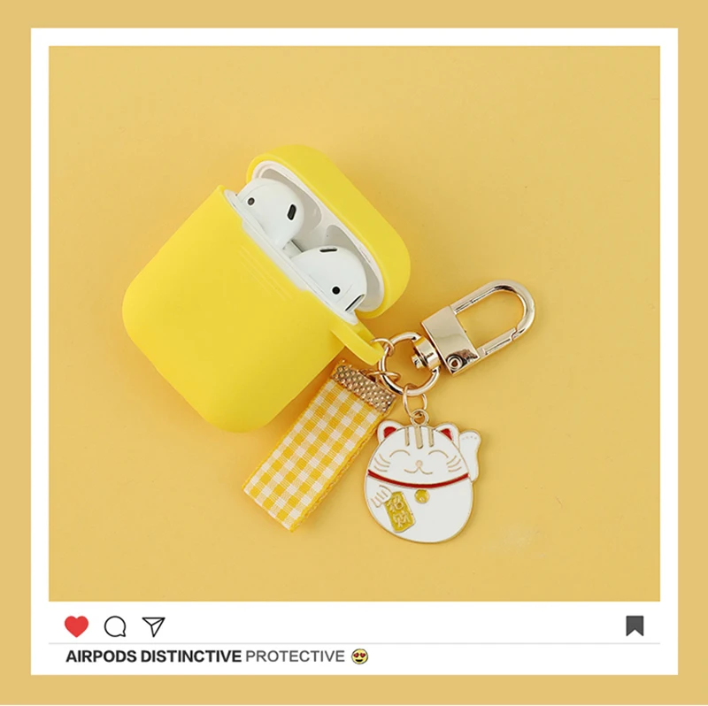 Цветной чехол, защитный чехол для airpods, милая собака, беспроводной Чехол для гарнитуры Bluetooth для Apple, силиконовый чехол для наушников - Цвет: Цвет: желтый