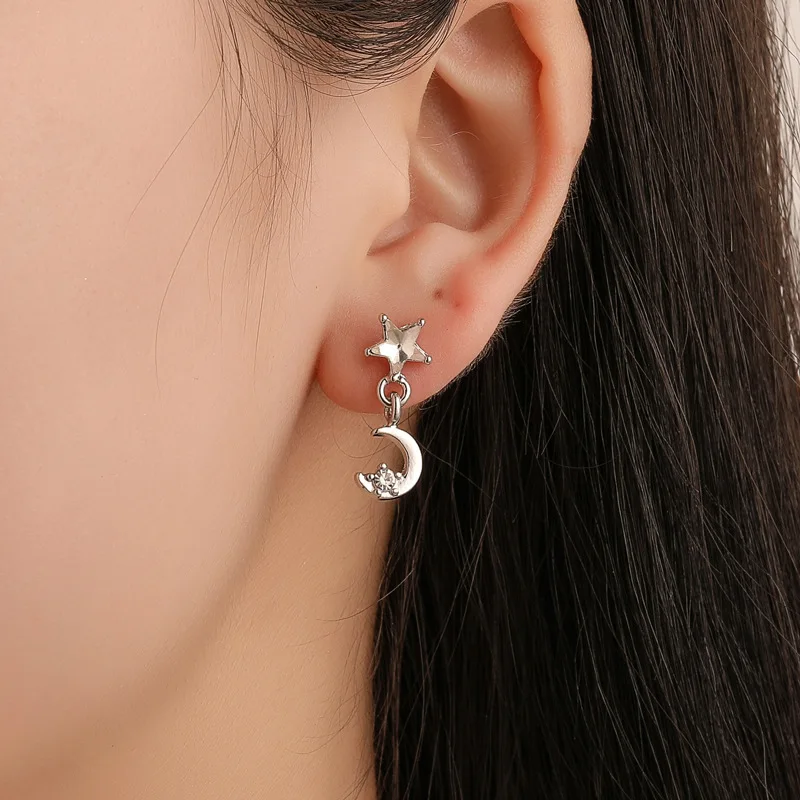 

Newest Crystal Moon Star Earrings Dangle for Women Fashion Korean Irregular Drop Earrings Statement Ear Jewelry Brincos