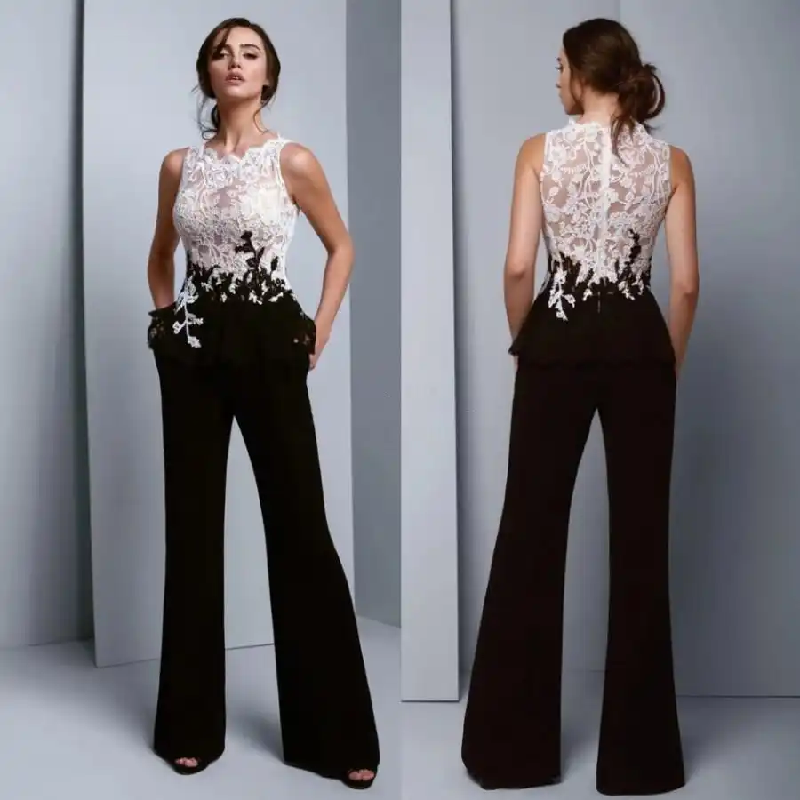 white evening wear jumpsuits