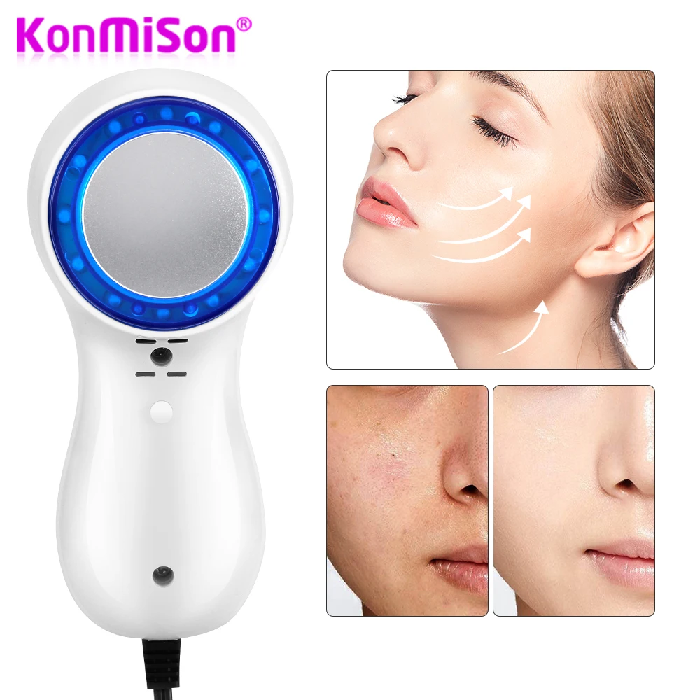 

Blue Light Face Treatment Machine For Wrinkles Skin Tightening Shrink Pores Anti Aging Cold Hammer Cryotherapy Ice Healing Tools