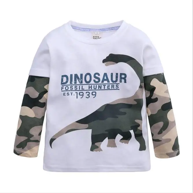 Fashion Kids Spring Autumn Clothes Children T-shirt Baby Boys Long Sleeve Top Tess T-shirts Cartoon Dinosaur Toddler Shirts 2-7Y | Детская