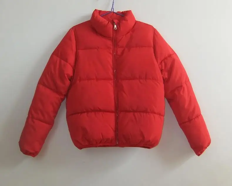 Базовая куртка с длинным рукавом, однотонное Женское пальто со стоячим воротником, повседневная верхняя одежда, короткая куртка - Цвет: Красный