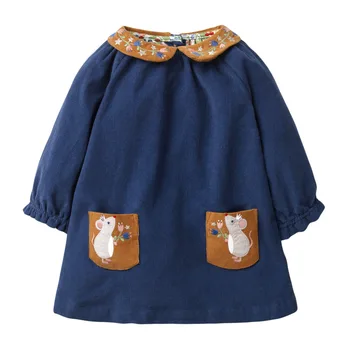 

1-7 Years Baby Girl Dress Cotton Doll Collar for Kids Long-sleeved Corduroy Clothes for Toddler Girl for Autumn and Spring 2020