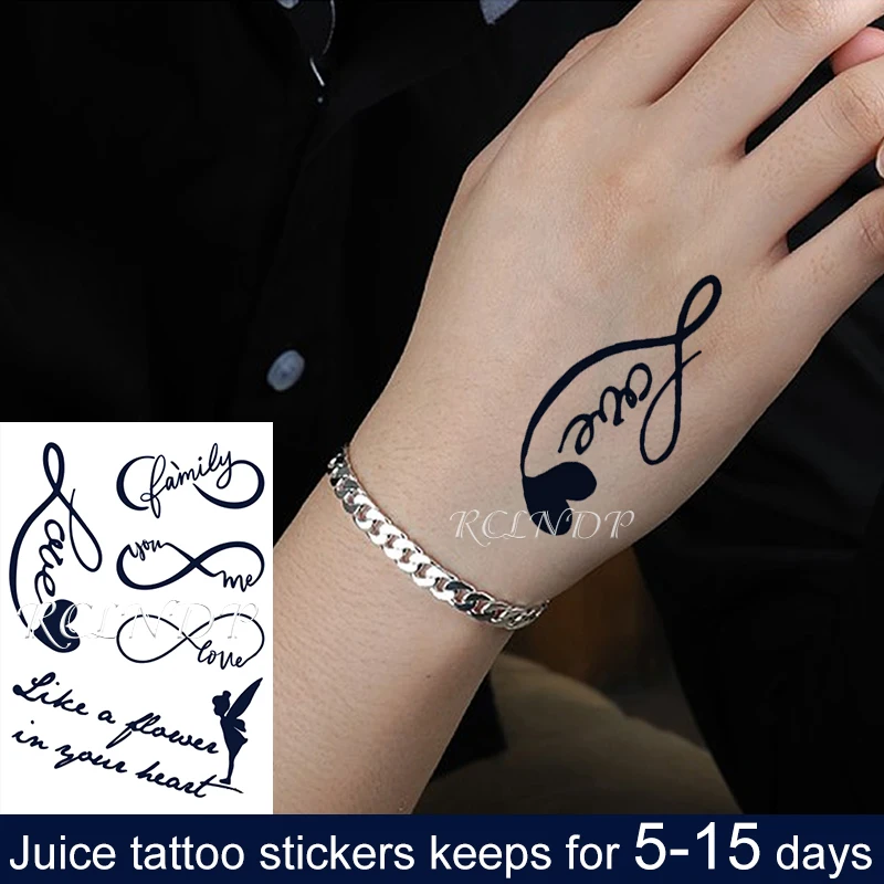 Waterproof Temporary Juice Ink Sticker Love Heart Hand Design Flower Fairy 8 Fruit Gel Long Lasting Tattoo For Men Women Temporary Tattoos Aliexpress