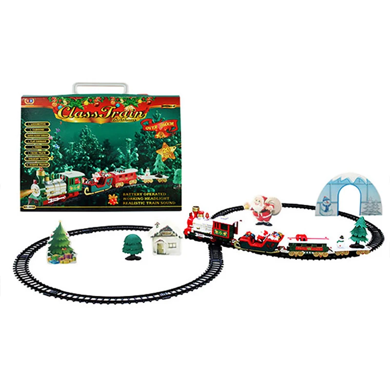 Christmas Electric Rail Car Train Electric Railway Train Racing Road Transportation Building Toys Christmas Gift for Children