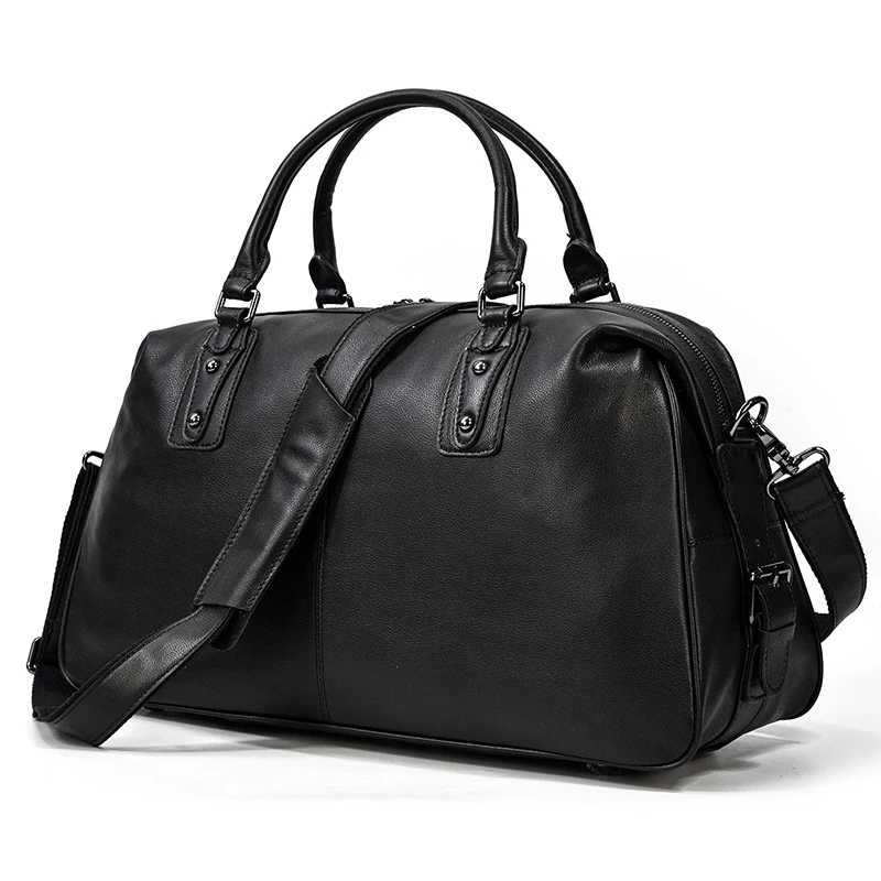 Black Leather Travel Bag For Men