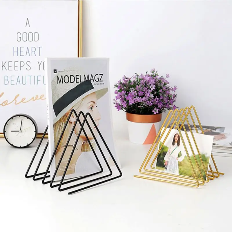 

OOTDTY Nordic Triangle Shape Simple Book Support Stand Desktop Storage Rack Shelf Decor