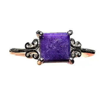 

8mm Real Natural Purple Sugilite Ring Silver Sterling Jewelry For Woman Man Beads Crystal Anticancer Stone Adjustable Ring AAAAA
