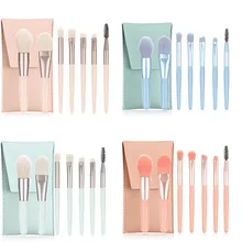 

7PCS Makeup Brushes Set Wood Handle Natural Synthetic Hair Eye Shadow Blusher Foundation Eyelash With Cosmetic Bag Maquiagem