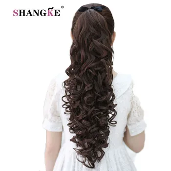 SHANGKE 24'' Long Kinky Curly Hair Pieces Ponytail Natural Clip In On Hair Extensions Flip In Fake Hair Tail Long Clip Ponytail 1