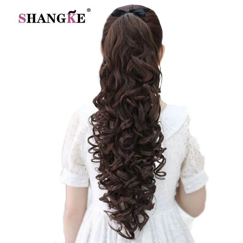SHANGKE 24 ''длинные кудрявые волосы конский хвост натуральные на заколках