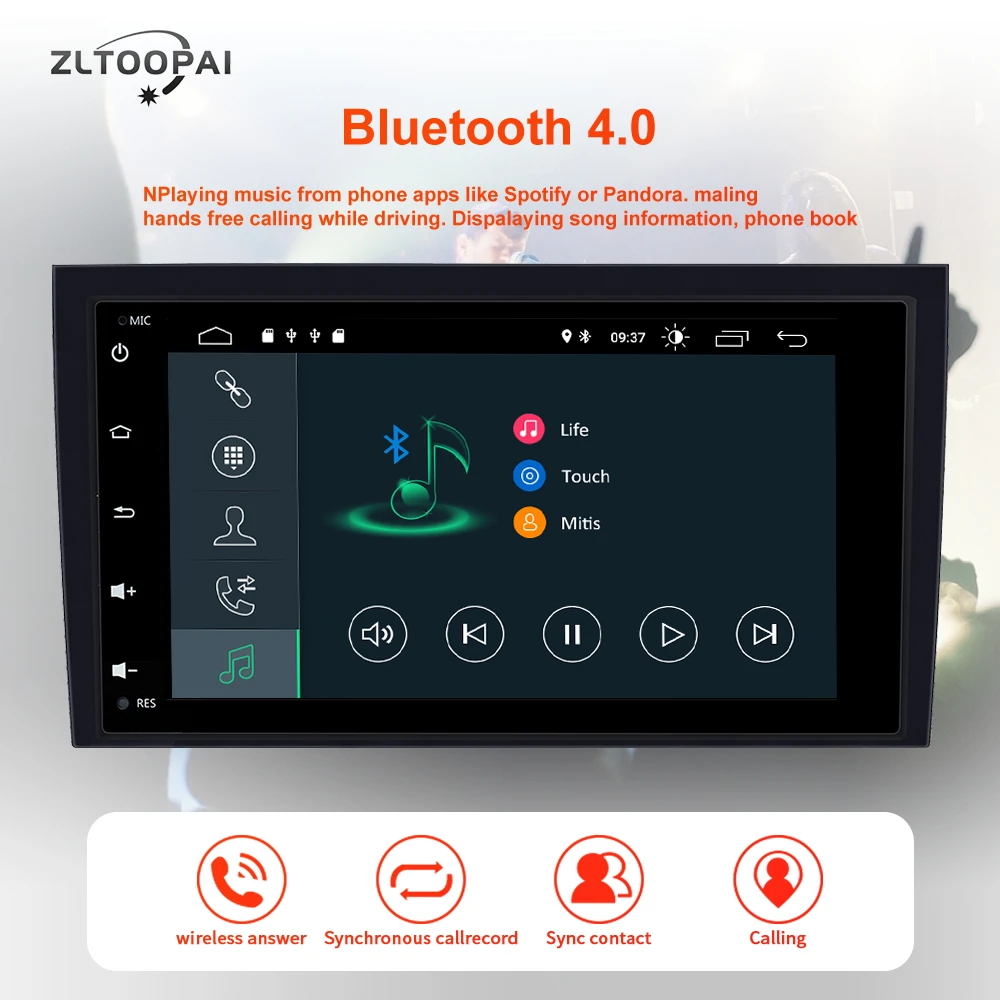 ZLTOOPAI 2 Din Car Multimedia Player GPS Android10 Auto Stereo for Audi A4 S4 2002-2008 Radio Quad Cores RAM 2GB ROM 16GB DSP