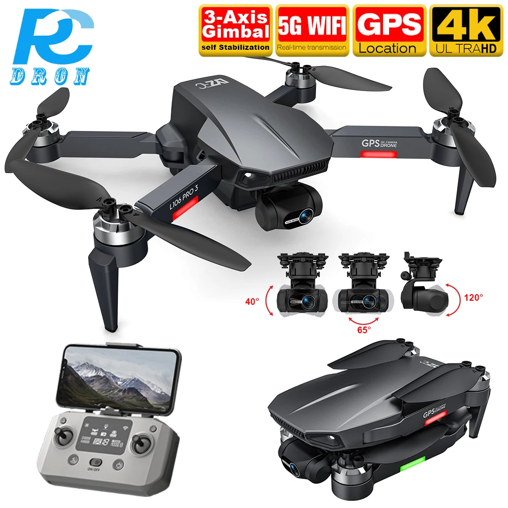 Квадрокоптер L700 Pro L1o6 Pro3 с 3-осевой карданной камерой и GPS | Игрушки хобби