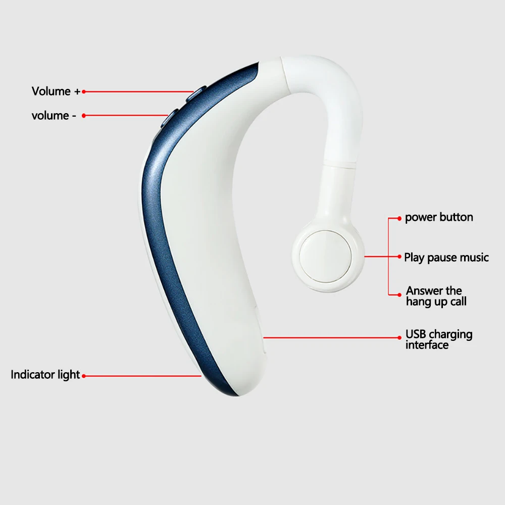Bluetooth V4.2, беспроводные наушники с крючком, дизайн, стерео гарнитура для Xiaomi, наушники без рук, наушники для iPhone, наушники